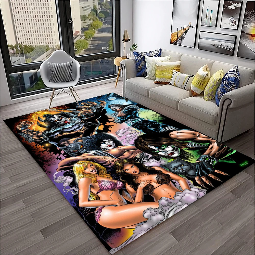 Retro KISS Rock Band Carpet Ru - مراجعة Commercial Kitchen Mats وسعره